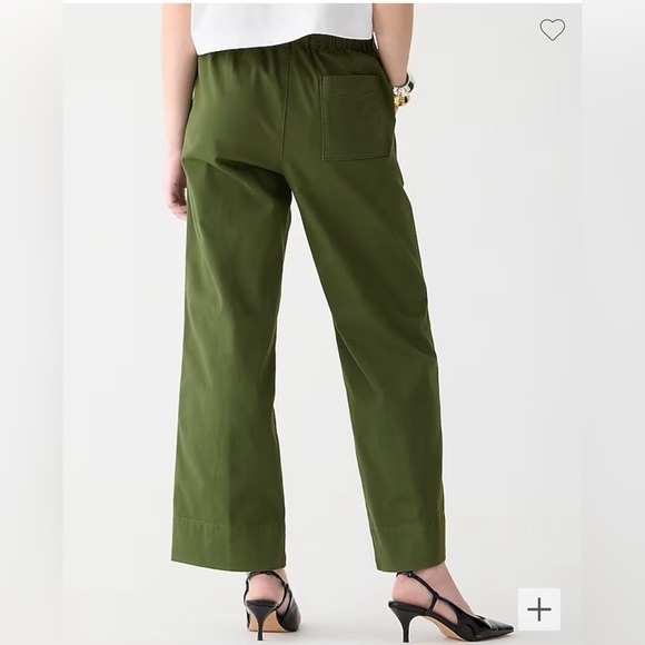 J.Crew Astrid Pull-On Chino Pant Utility Green Small High-Rise Wide Leg - Picture 2 of 16